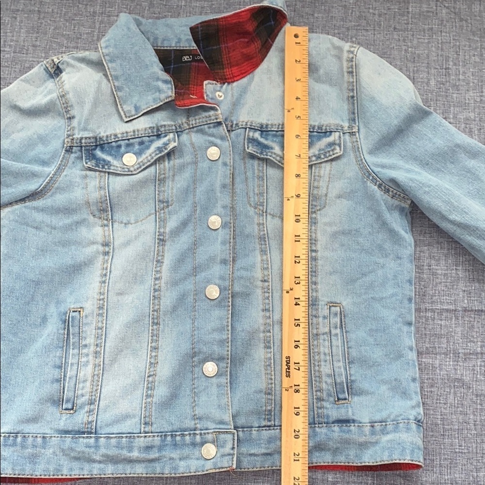 BBJ Los Angeles Women's Jacket Plaid Denim Jean Red Blue Flannel Medium Apparel - Picture 8 of 8